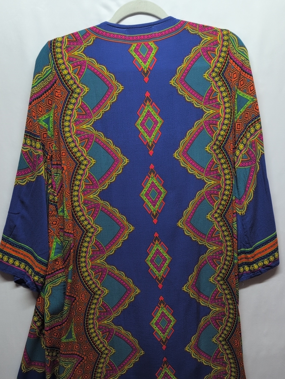 231.Flying Tomato Vibrant Blue Multicolor Boho Kimono - Picture 5 of 5